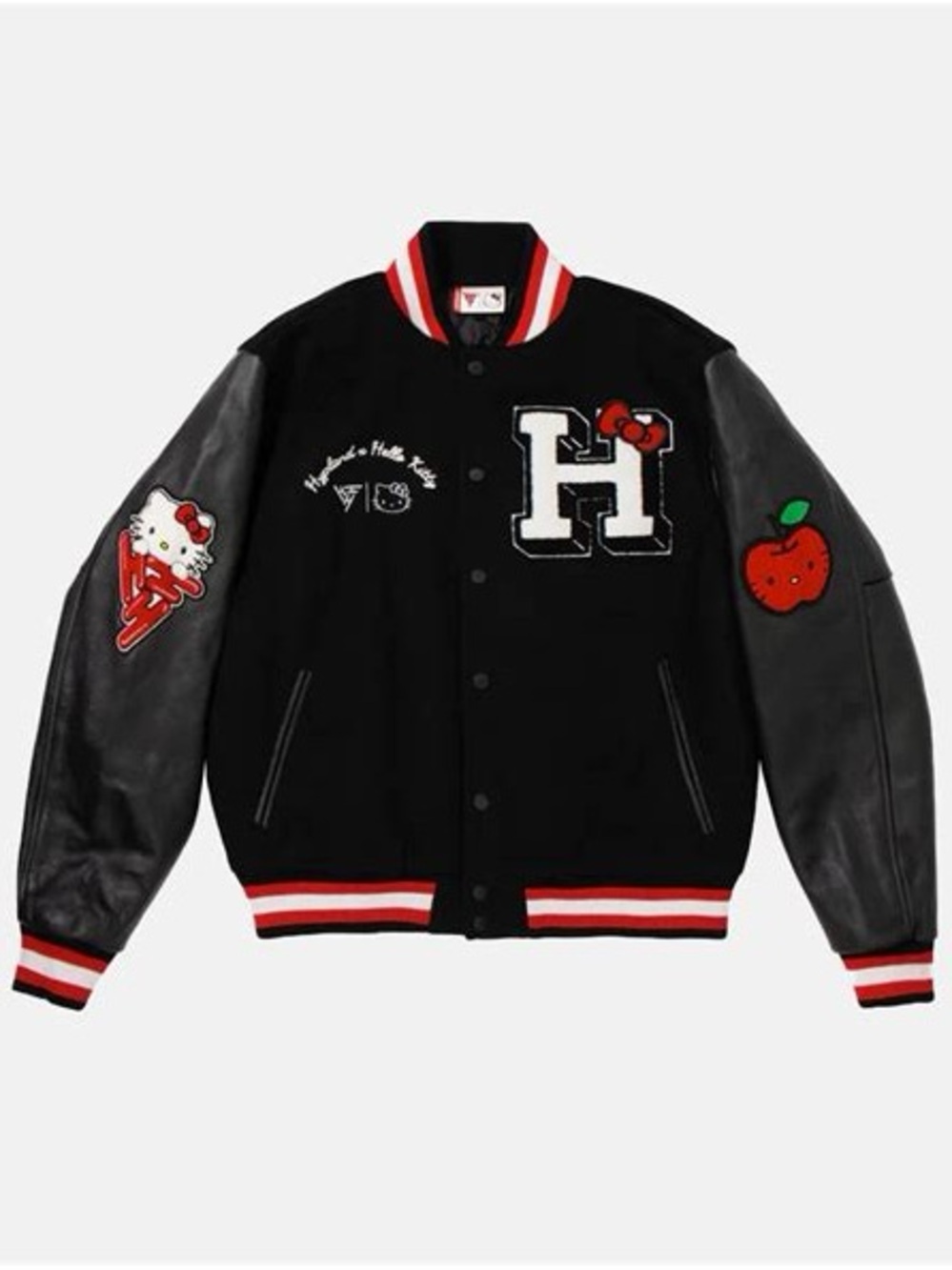 Hello Kitty Black, Red & White Varsity Jacket